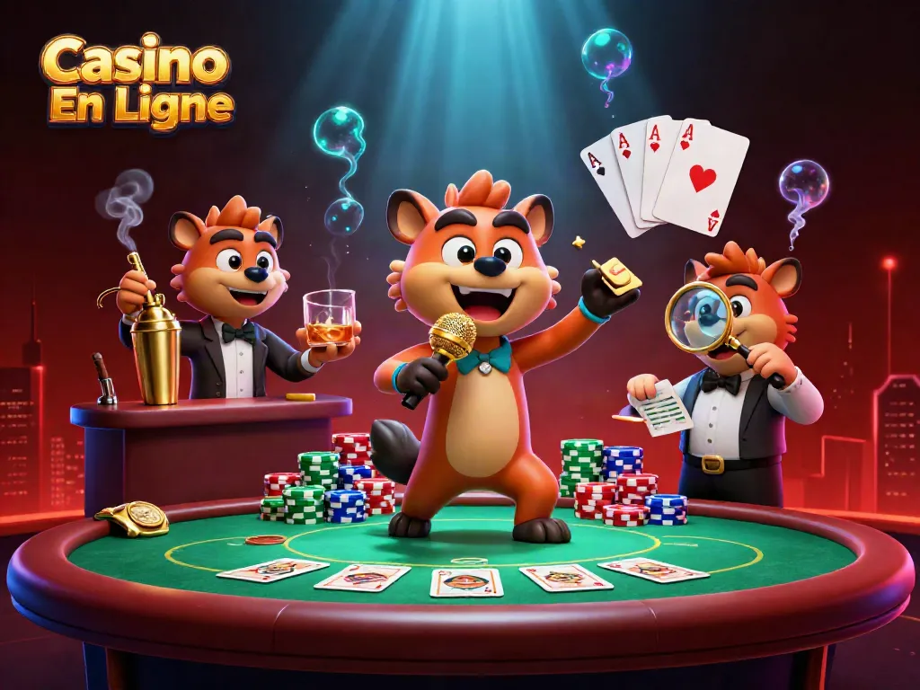 Profitez de l'excitation du Casino En Ligne avec des hyènes animées dans un club comique.